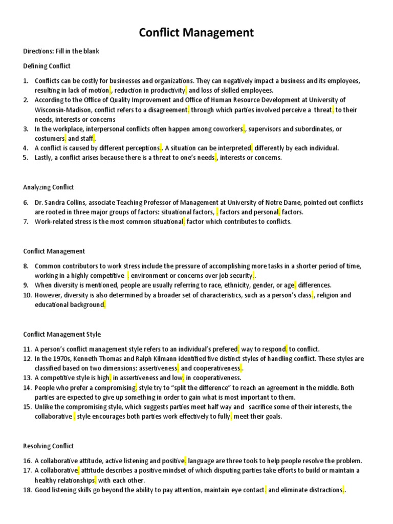 Positive Language in Conflict Management | PDF | Conflict Resolution ...
