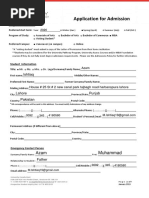 Application For Admission: Azam Muhammad