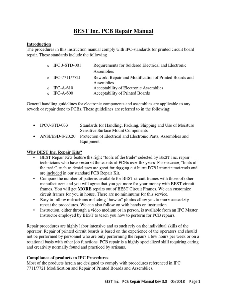 Repair Manual 06 2018 Rev 5.0 PDF | PDF | Printed Circuit Board | Soldering