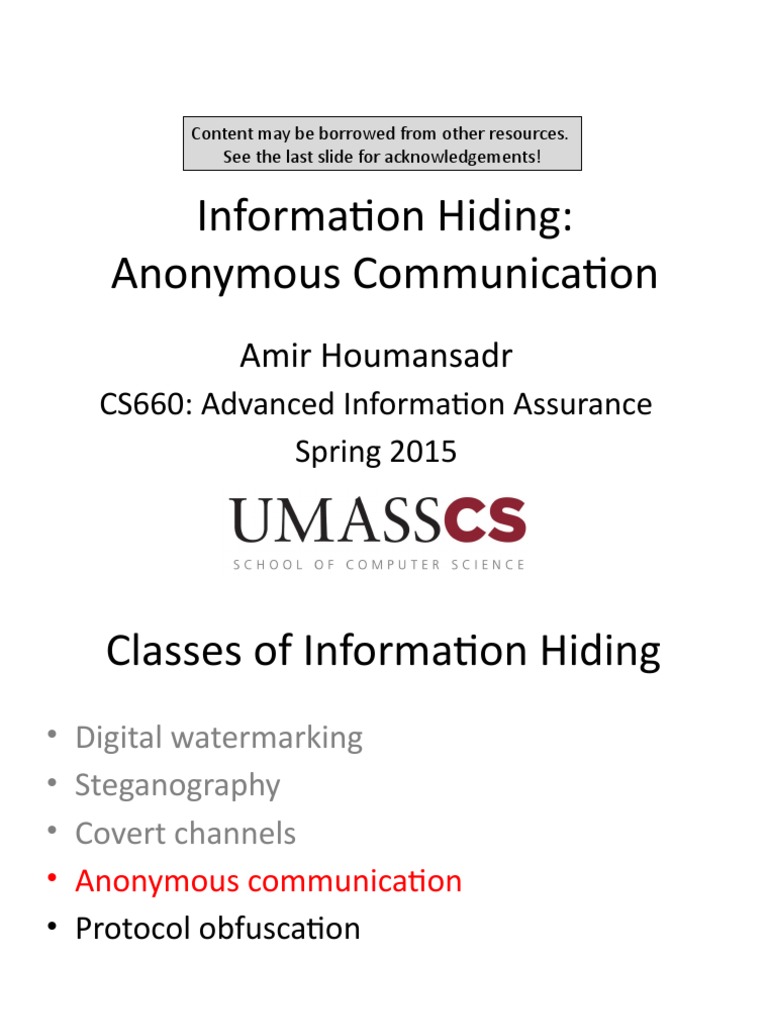Information Hiding: Anonymous Communication: Amir Houmansadr | PDF ...