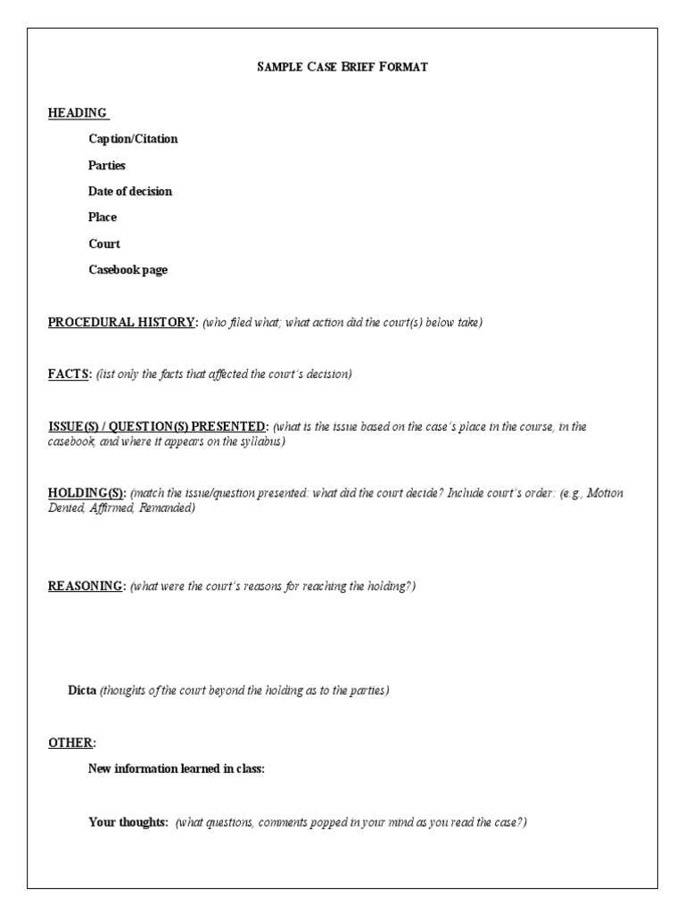 Case Brief Format and Example | PDF