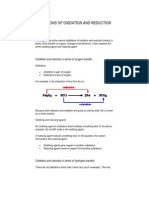 Definitions of Oxidation and Reduction