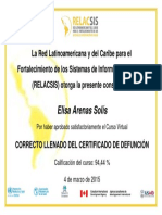 CORRECTO LLENADO DEL CERTIFICADO DE DEFUNCIÓN-Certificado de Aprobación Elisa Arenas Solís 715