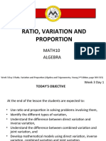 Ratio, Variation and Proportion: MATH10 Algebra