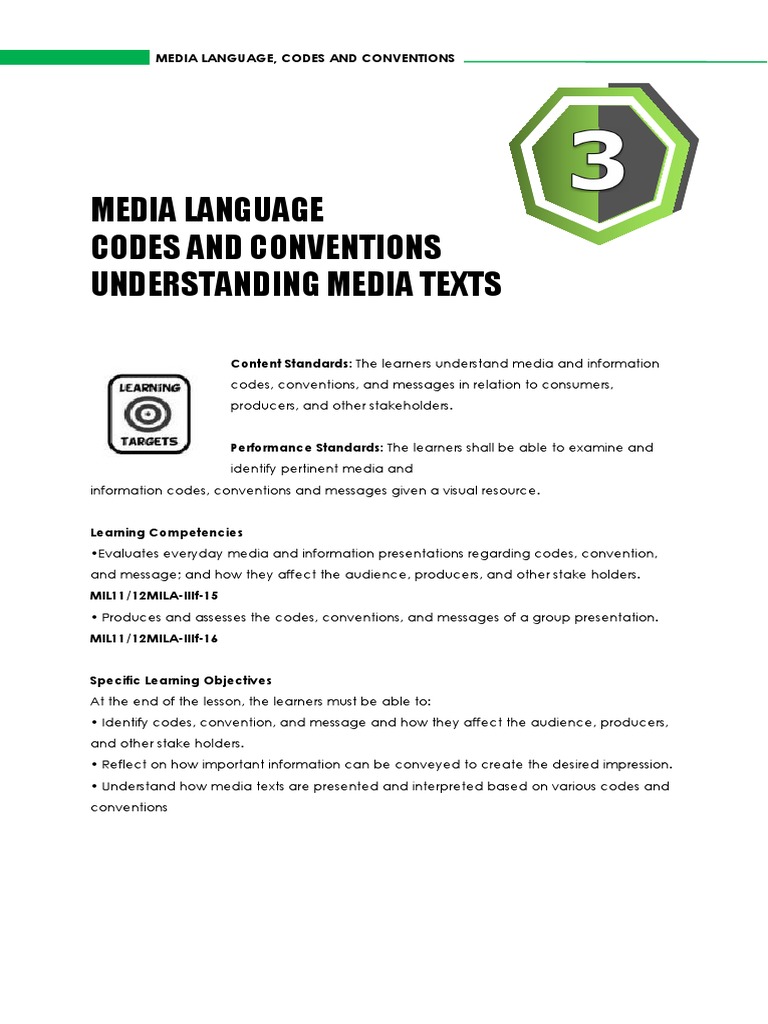 Media Language Codes and Conventions Understanding Media Texts | PDF ...