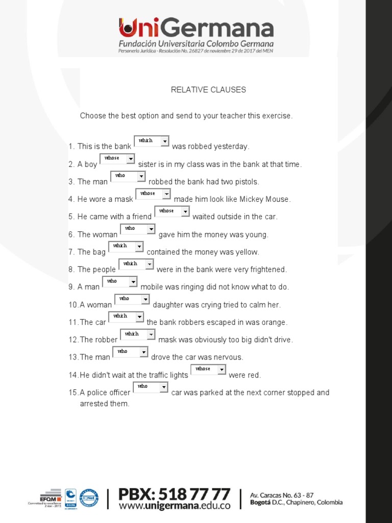 Exercises on Relative Clauses | PDF