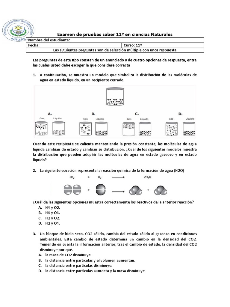 Examen de Pruebas Saber 11º en Ciencias Naturales | PDF | Proteínas | Adn