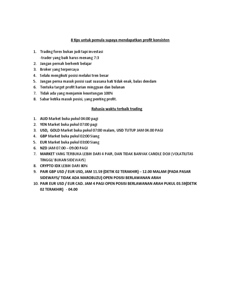 Rahasia Waktu Terbaik Trading | PDF | Perjalanan | Memasak, Makanan, &  Anggur