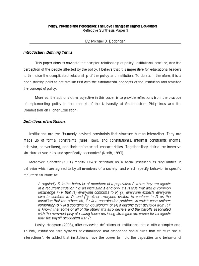 Introduction Defining Terms Policy, Practice and Perception The Love
