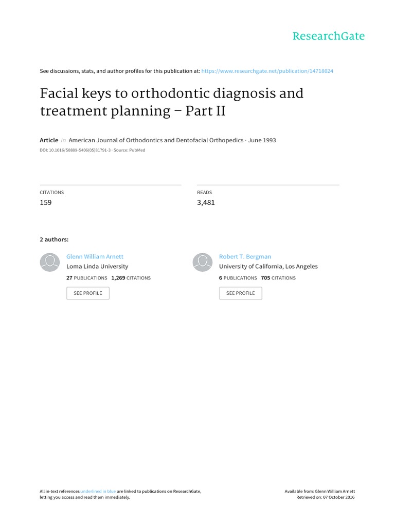 Facial Keys in Orthodontic Planning | PDF | Orthodontics | Mouth