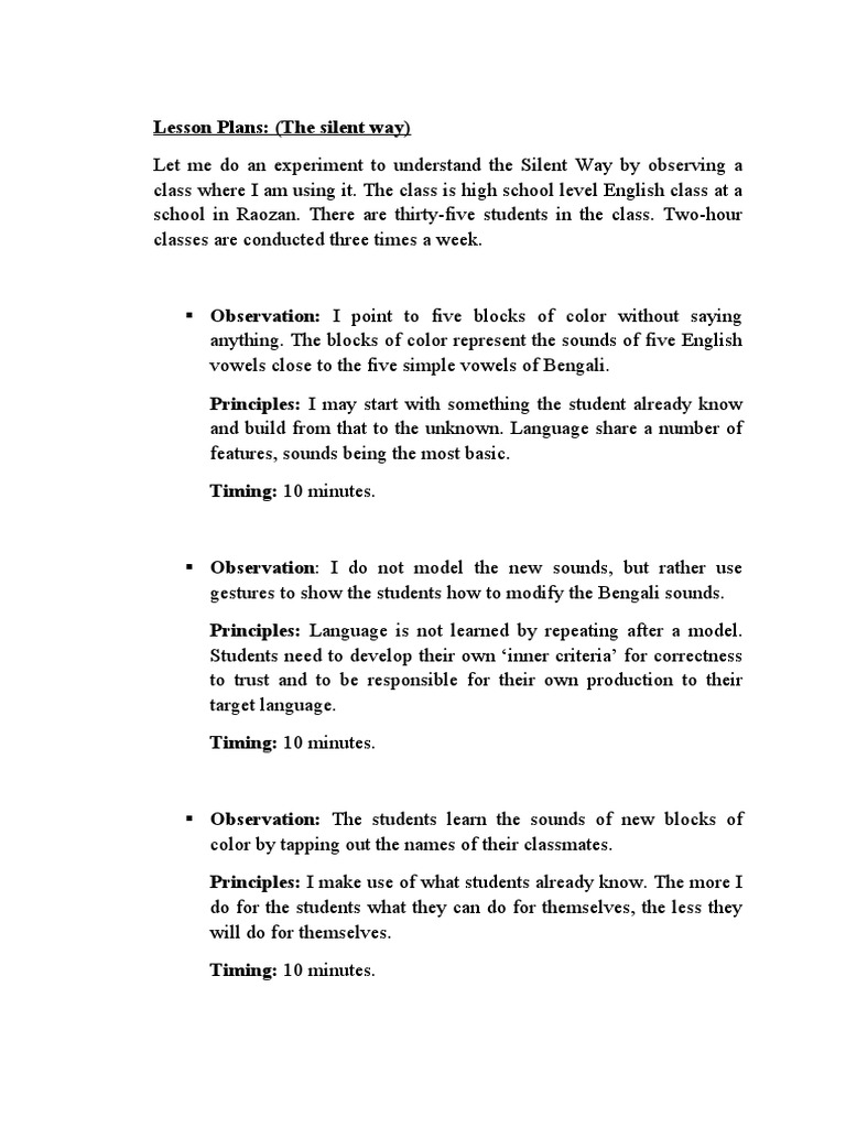 An Exploration of the Silent Way Method: A Lesson Plan for Teaching ...