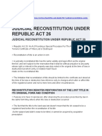 Judicial Reconstitution Under Republic Act 26