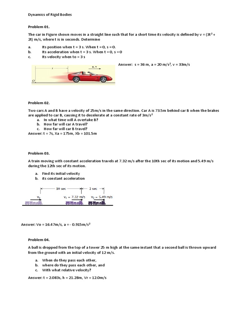 Dynamics of Rigid Bodies Problems | PDF | Acceleration | Collision