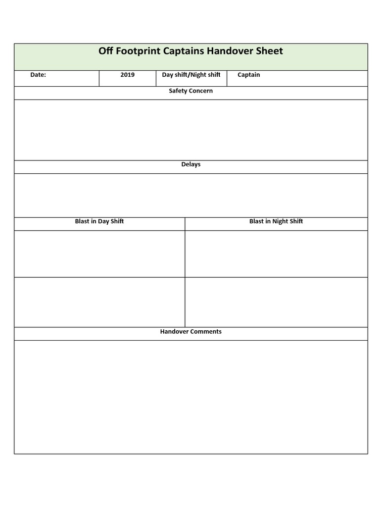 Captain's Handover Log Template | PDF | History