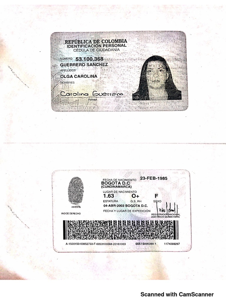 Cedula Olga Carolina Guerrero Sanchez | PDF