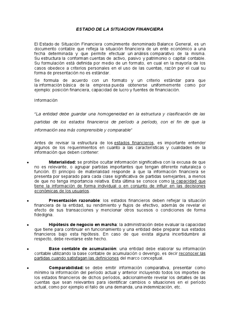 Estado de Situación Financiera: Guía | PDF | Contabilidad | Business