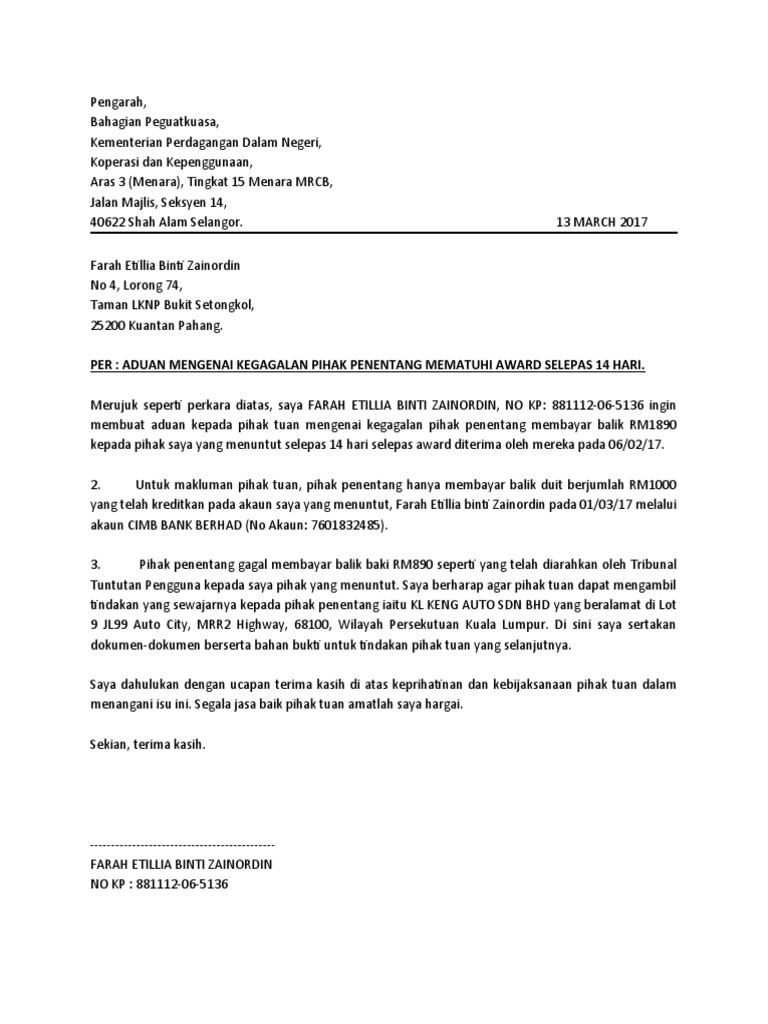 Contoh Surat Aduan Judi Online Docx