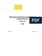 Resources and future availability of energy sources: A quick scan
