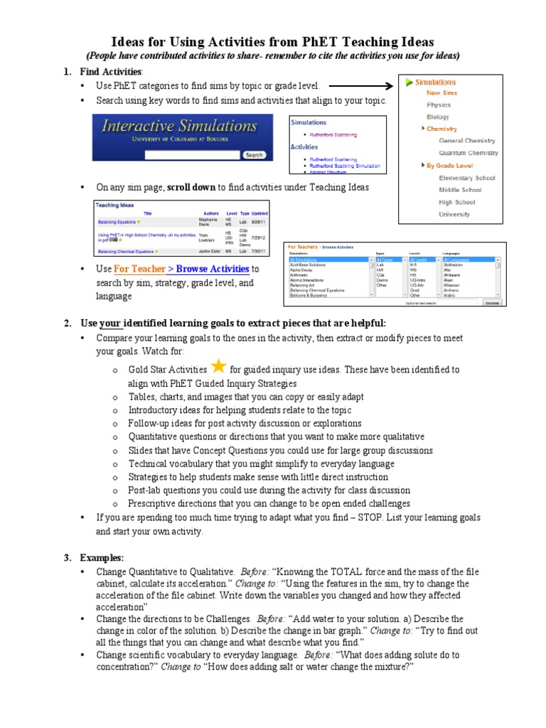 Ideas For Using Activities From Phet Teaching Ideas | PDF | Vocabulary ...