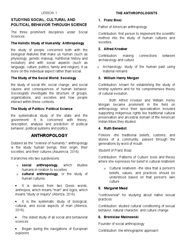 Social Sciences: Anthropology & Sociology | PDF | Sociology | Anthropology