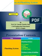 Presentation On Plumbing System: by Prof. Dr. Ganesh Chandra Saha Civil Engineering Department DUET, Gazipur