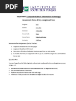 Department: (Computer Science / Information Technology) Assessment (Name & No) : Assignment N0:2