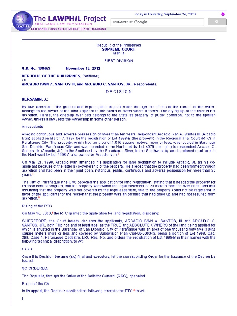 Supreme Court Ruling on Land Accretion Case | PDF | Adverse Possession ...