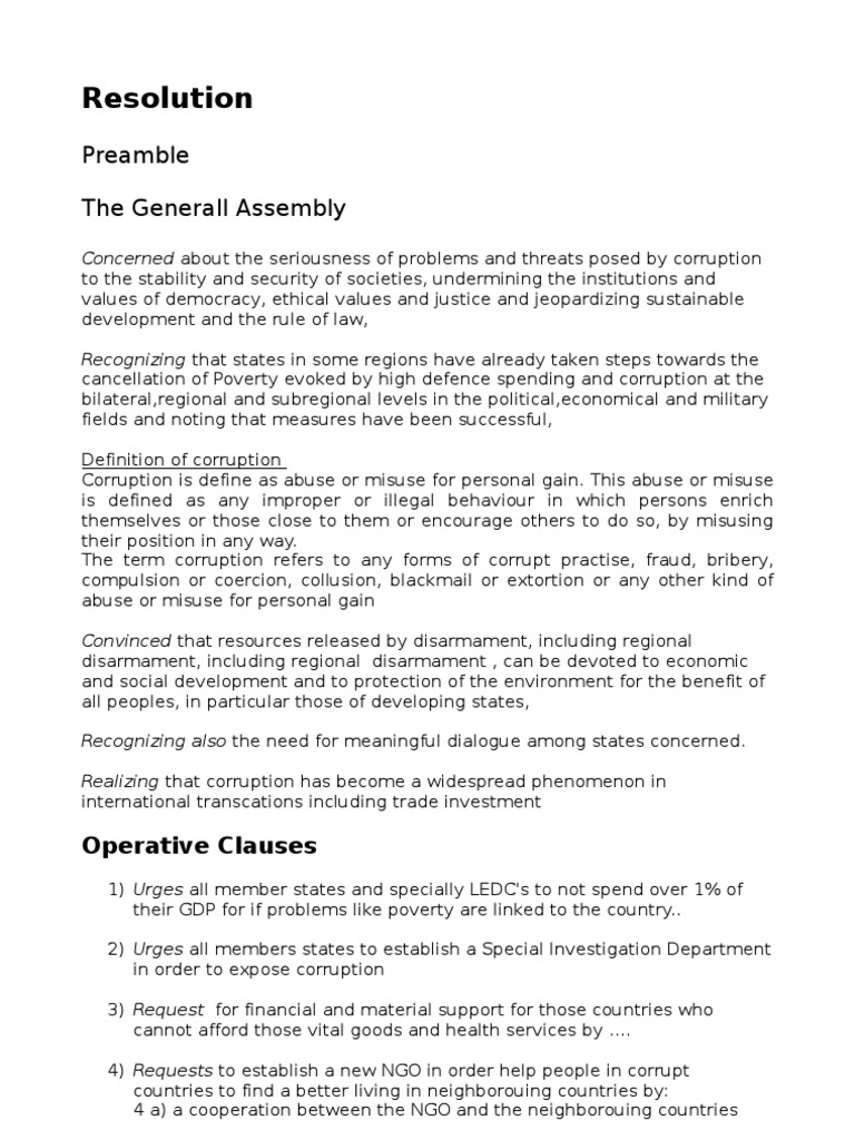 Anti-Corruption Resolution | PDF | Corruption | Bribery