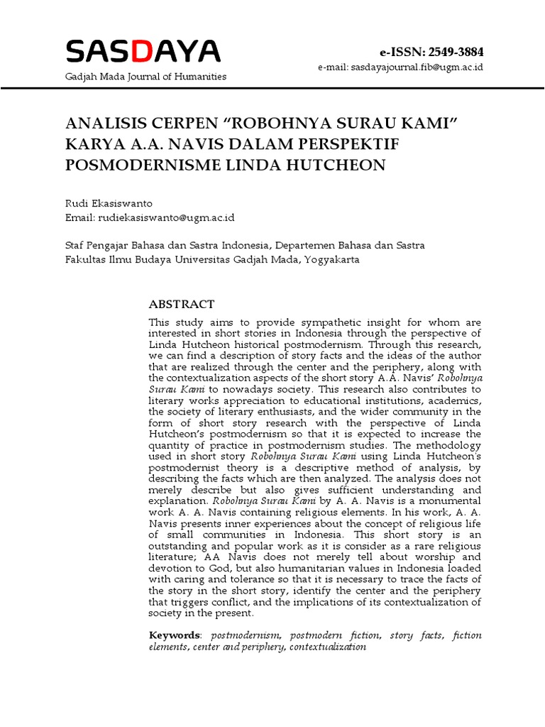 Analisis Cerpen Robohnya Surau Kami Karya Aa Navis Download Free Pdf