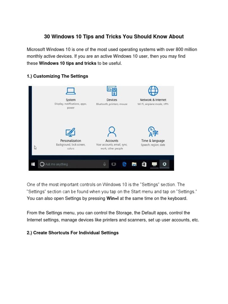 30 Windows 10 Tips and Tricks You Should Know About | PDF | Windows 10