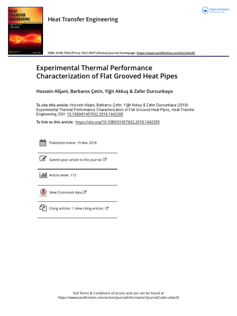 Experimental Thermal Performance Characterization of Flat Grooved Heat ...