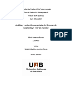 Análisis y Traducción Comentada Del Discurso de Solzhenitsyn Vivir Sin Mentira PDF