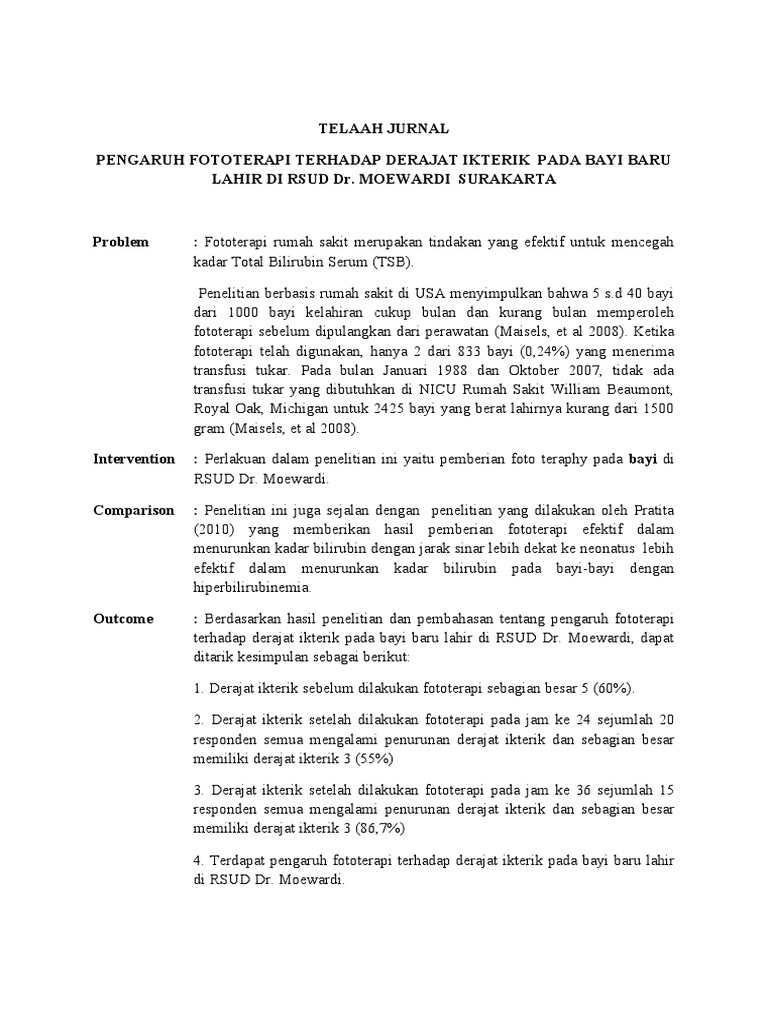 Jurnal Hiperbilirubinemia Pada Bayi - Jawaban Soal