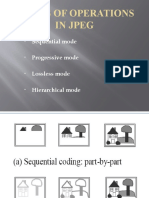 Modes of Operations in Jpeg: Sequential Mode Progressive Mode Lossless Mode Hierarchical Mode