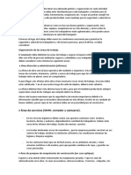 Organización de Las Áreas de Trabajo: - Área de Servicios (SSHH, Comedor y Vestuario)