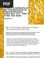 Powers & Authority of The Commissioner of Internal Revenue Under Sec. 4-7, Title 1 of The Tax Code