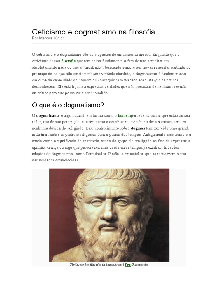 Ceticismo e Dogmatismo Filosófico | PDF | Ceticismo | Conhecimento