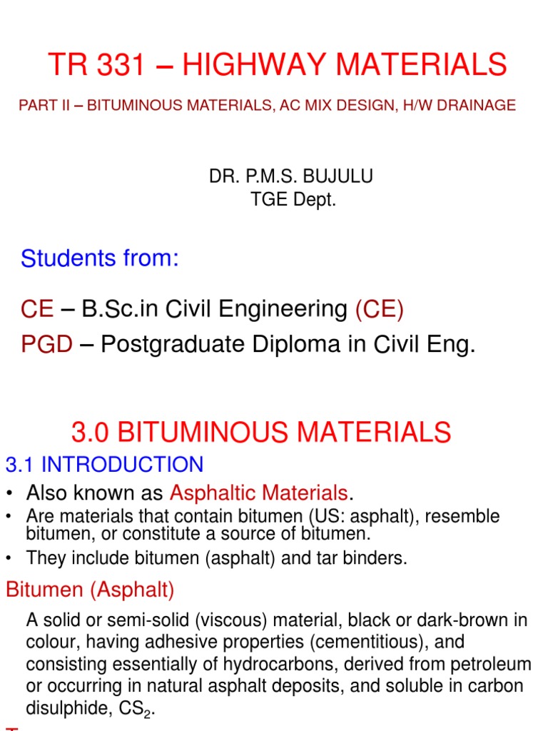 Bituminous Materials in Highway Engineering | PDF | Asphalt | Road Surface