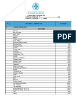 Medical services tariffs starting 2016 and on-request services