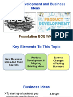 Creating A Business Idea and Product Development