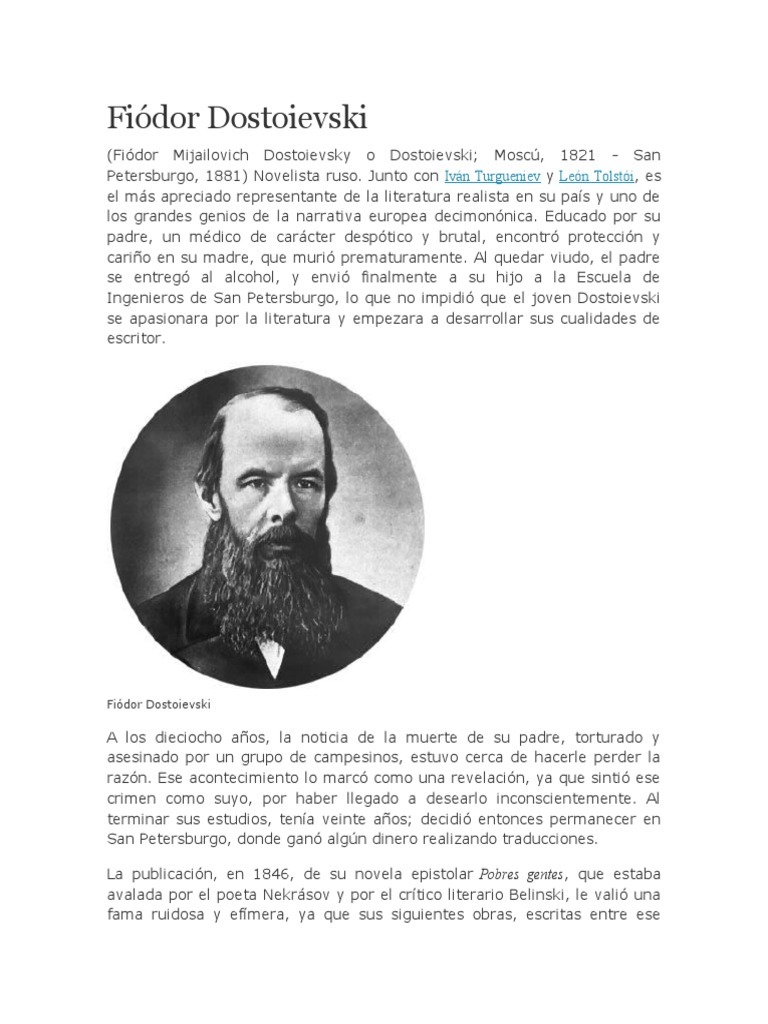 Biografía de Fiódor Dostoievski | PDF | Poesía