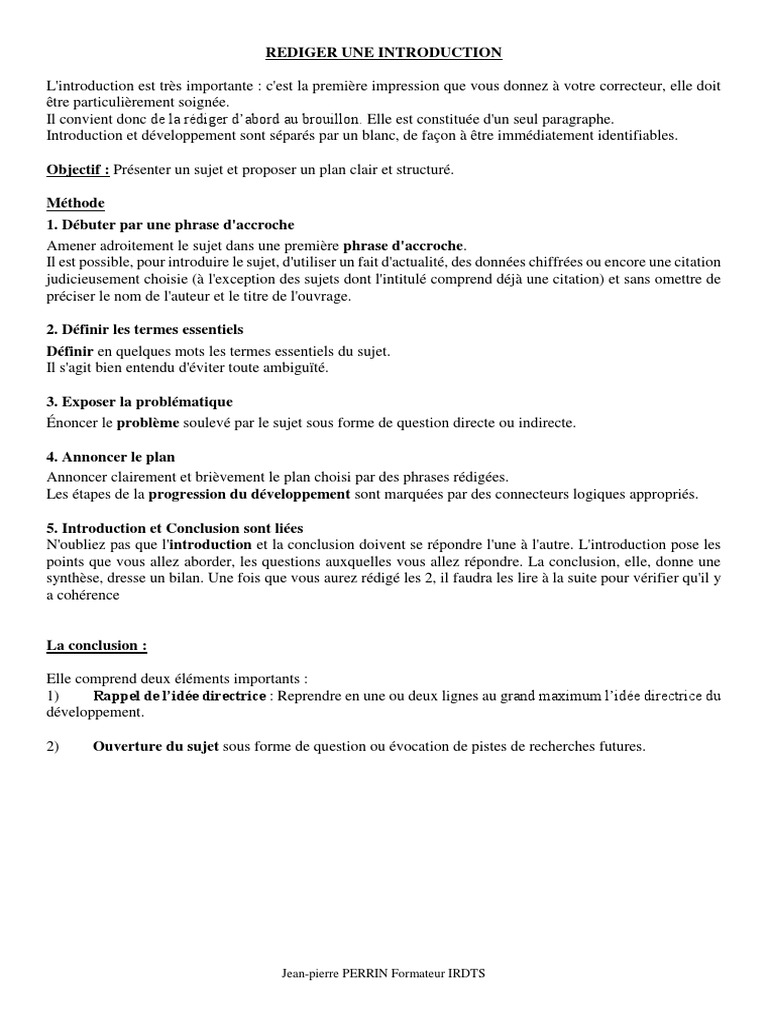 Rediger Une Introduction Pdf Phrase