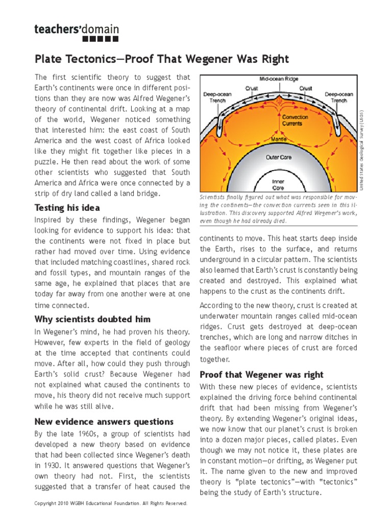 Plate Tectonics Comprehension Activity PDF Plate Tectonics