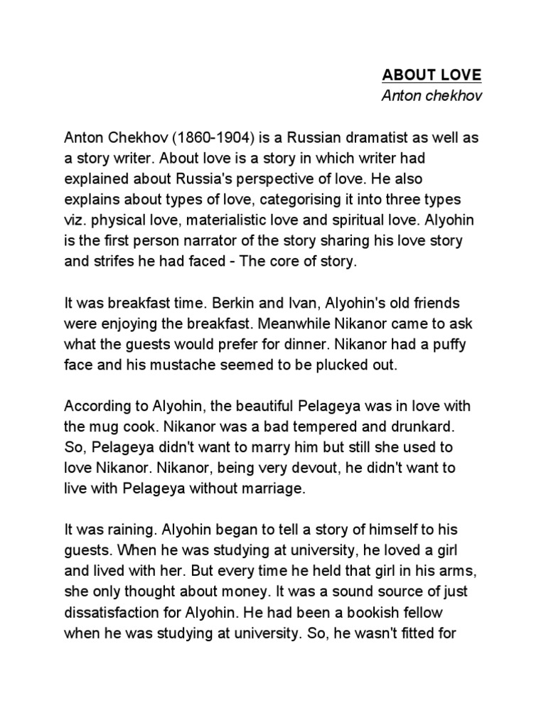 Anton Chekhov About Love Summary