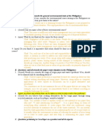 A. Questions Catered Towards The General Environmental State of The Philippines