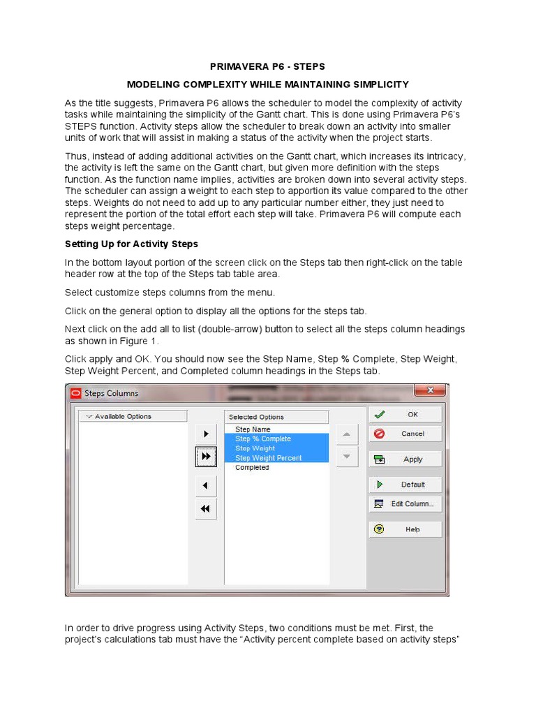Primavera P6 Steps for Activity Tracking | PDF | Software | Computing