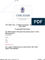 CHSL Tier 1 Papers Reasoning 11 July 2019 Evening Shift PDF