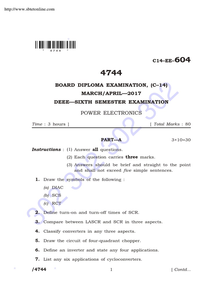 Eee 6 Sem Power Electronics c14 May 2017 | PDF | Electrical Engineering ...
