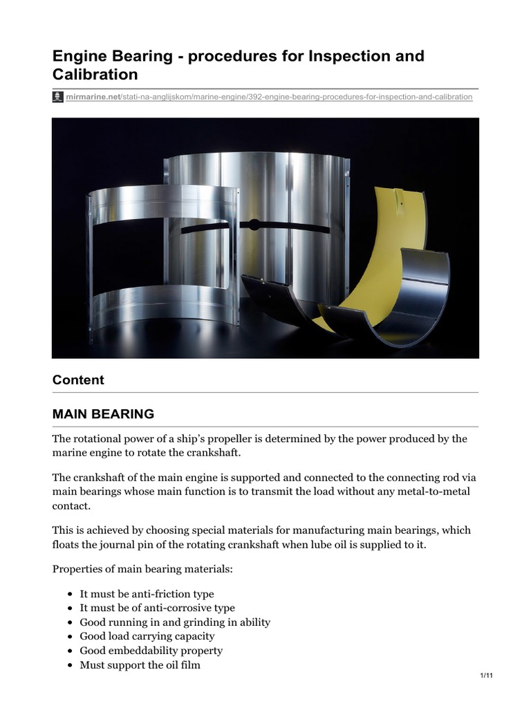 Marine Engine Bearing Guide | PDF | Bearing (Mechanical) | Piston