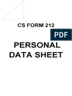 Cs Form 212: Personal Data Sheet